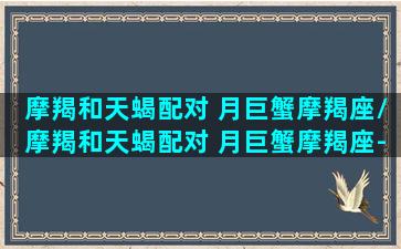 摩羯和天蝎配对 月巨蟹摩羯座/摩羯和天蝎配对 月巨蟹摩羯座-我的网站